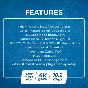 4K@30Hz 1x4 HDMI™ Extender Splitter (Loop) - 230ft (cat6)-HD14-EX165-K - view 9