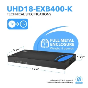 4K HDBaseT 1x8 HDMI™ Extender Splitter (Loop, Bi-IR) - 400ft (Cat6) (UHD18-EXB400-K) - view 5