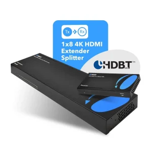 4K HDBaseT 1x8 HDMI™ Extender Splitter (Loop, Bi-IR) - 400ft (Cat6) (UHD18-EXB400-K) - view 7