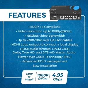 1080p 1x4 HDMI™ Extender Splitter (Loop) - 230ft (cat6)-HD14-EX132-K - view 9