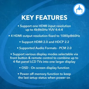 4K 1-In-4-Out USB-C & HDMI™ Video Wall Controller-UHD-202VW - view 7