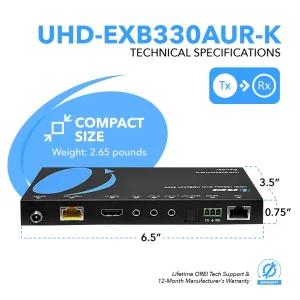 4K HDBaseT HDMI™ Extender (ARC, LAN & KVM) - 330ft (cat6)-UHD-EXB330AUR-K - view 5