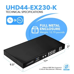 4K HDBaseT 4x4 HDMI™ Extender Matrix (Loop) - 230ft (cat6)-UHD44-EX230-K - view 5