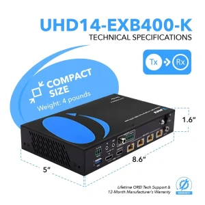 4K HDBaseT 1x4 HDMI™ Extender Splitter (Loop) - 400ft (cat6) - UHD14-EXB400-K - view 5