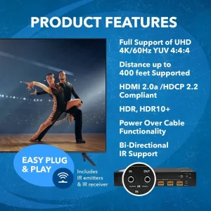4K HDBaseT 1x4 HDMI™ Extender Splitter (Loop) - 400ft (cat6) - UHD14-EXB400-K - view 8