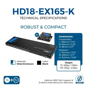 4K@30Hz 1x8 HDMI™ Extender Splitter (Loop) - 230ft (cat6)-HD18-EX165-K - view 5