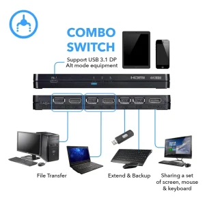 Ultra HD 4K 3x1 HDMI KVM Switch Keyboard & USB Peripheral Control (UKM-301C) - view 3