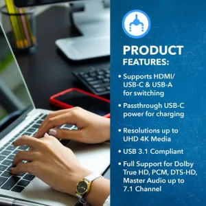 Ultra HD 4K 3x1 HDMI KVM Switch Keyboard & USB Peripheral Control (UKM-301C) - view 7
