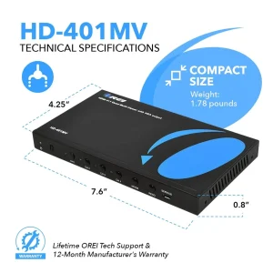 1080p 4-port HDMI™ Seamless Switch w/ Multi Viewer (Audio Extract) - HD-401MV - view 5