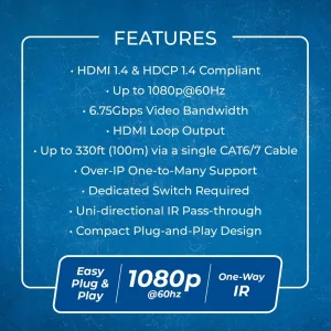 1080p HDMI™ Extender (Over IP, Loop, IR) - 330ft (cat6)-HD-EXM330-K - view 10