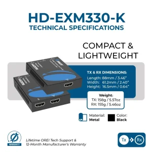 1080p HDMI™ Extender (Over IP, Loop, IR) - 330ft (cat6)-HD-EXM330-K - view 6