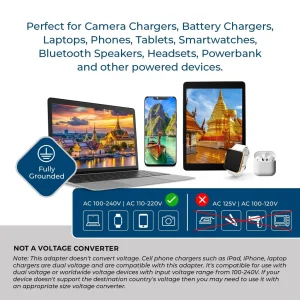 Thailand Travel Adapter - 3 in 1 - 2 USB - Type O - Compact Design (U2U-18) - view 7