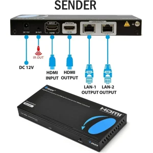 4K UltraHD 1x2 HDMI Extender Splitter Over CAT6/7 Up to 100 Ft with IR Remote & Loop-out (UHD12-EX100-K) - view 2