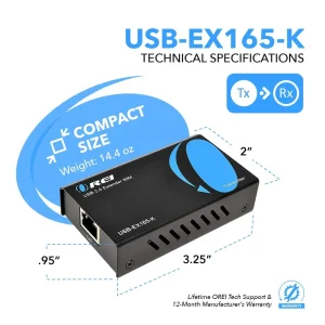 USB2.0 Extender (USB-B to USB-A) - 165ft (cat6)-USB-EX165-K - view 4