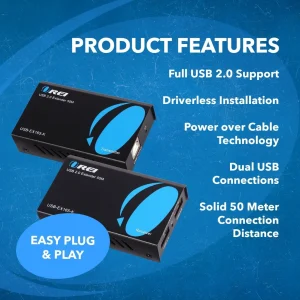 USB2.0 Extender (USB-B to USB-A) - 165ft (cat6)-USB-EX165-K - view 7