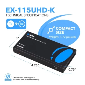 4K HDBaseT HDMI™ Extender (Loop) - 115ft (cat6)-EX-115UHD-K - view 5