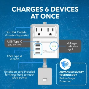 World Travel Adapter Plug International- All in One- 3 USB- Compact Design (M8 Max) - view 10