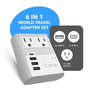 World Travel Adapter Plug International- All in One- 3 USB- Compact Design (M8 Max) - view 2