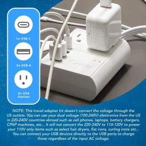 World Travel Adapter Plug International- All in One- 3 USB- Compact Design (M8 Max) - view 7