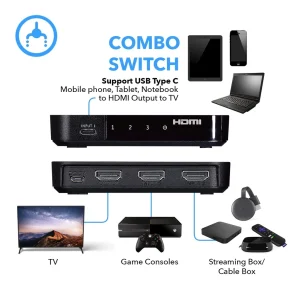 4K 3x1 HDMI Switch 2 HDMI + USB-C Input (UHD-301C) - view 3
