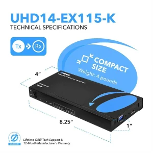 4K@60hz 1x4 HDMI™ Extender Splitter (Loop) - 115ft (cat6)-UHD14-EX115-K - view 5