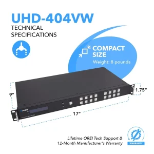 4K@60hz 4x4 HDMI™ Matrix w/ Video Wall (Seamless, Audio Extract)-UHD-404VW - view 5