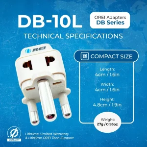 South Africa, Botswana Travel Adapter - 2 in 1 - Type M - Compact Design (DB-10L) - view 14
