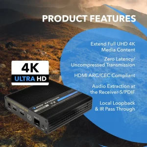 4K HDMI Extender Balun Over Fiber Optic Cable, HDR10, ARC & RS-232 Up to 40 KM - One to Many (Transm - view 15
