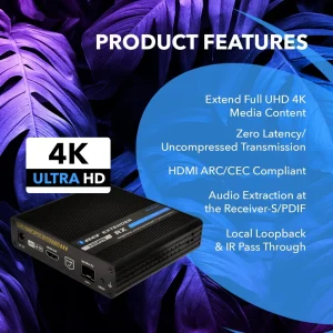 4K HDMI Extender Balun Over Fiber Optic Cable, HDR10, ARC & RS-232 Up to 40 KM - One to Many (Transm - view 16