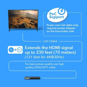 4K@30hz HDMI™ Extender (Loop, IR) - 130ft (cat6)-EX-230C - view 4