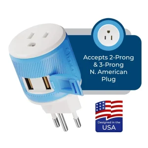 Switzerland Travel Adapter - 3 in 1 - 2 USB - Type J - Compact Design (U2U-11A) - view 3