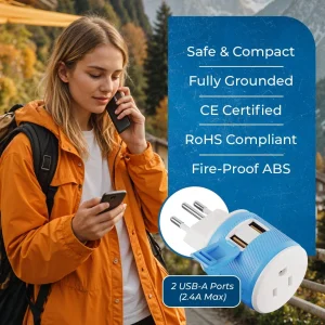 Switzerland Travel Adapter - 3 in 1 - 2 USB - Type J - Compact Design (U2U-11A) - view 9