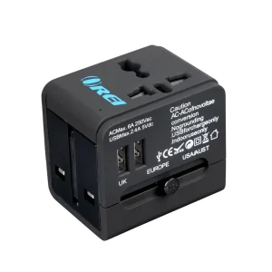 Universal Travel Adapter with 2 USB Ports - International Travel Adapter for Cell Phones, Tablets, Camera (M7) - view 2