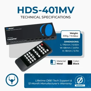 4K@30hz 4-port HDMI™ Seamless Switch w/ Multi Viewer (Audio Extract)-HDS-401MV - view 5