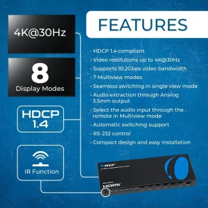 4K@30hz 4-port HDMI™ Seamless Switch w/ Multi Viewer (Audio Extract)-HDS-401MV - view 7