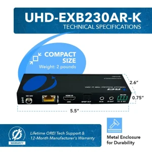 4K HDBaseT HDMI™ Extender (ARC) - 230ft (cat6)-UHD-EXB230AR-K - view 5