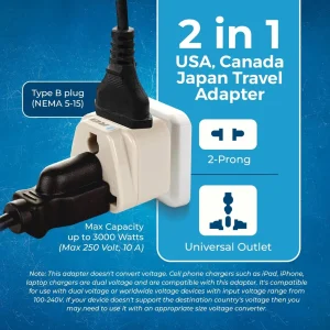 Japan, Philippines Travel Adapter - 2 in 1 - Type B - Compact Design (DB-5) - view 12