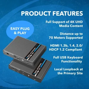 4K KVM HDMI Extender Over CAT6/CAT7 Cable Up to 230 Ft Keyboard & Mouse Over Network (UHD-IPC230-KVM) - view 7