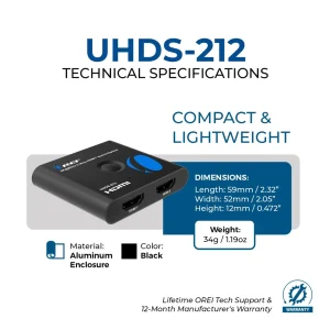 8K@60Hz 2-Way HDMI™ Switch/Splitter (UHDS-212) - view 5
