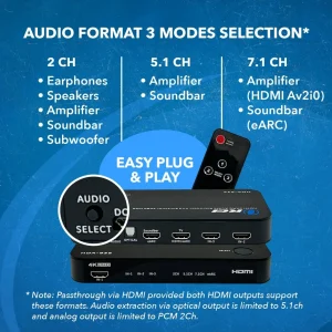 Dual HDMI eARC Audio Extractor 4K@60Hz with Optical Port & 3.5mm jack, 18Gbps bandwidth (HDA-935) - view 8