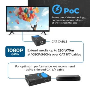 1080p 1x2 HDMI™ Extender Splitter (Loop) - 230ft (cat6)-HD12-EX132-K - view 4