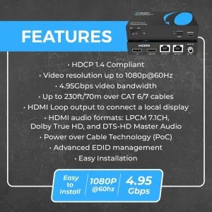 1080p 1x2 HDMI™ Extender Splitter (Loop) - 230ft (cat6)-HD12-EX132-K - view 9