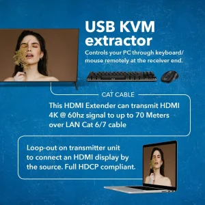 4K@60hz HDMI™ Extender (KVM) - 230ft (cat6)-UHD-EX230-KVM - view 4