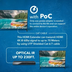 4K@60hz HDMI™ Extender (Loop, Bi-IR, SPDIF) - 230ft (cat6) (UHD-EX230A-K) - view 4