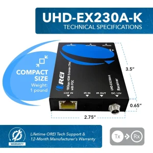 4K@60hz HDMI™ Extender (Loop, Bi-IR, SPDIF) - 230ft (cat6) (UHD-EX230A-K) - view 5