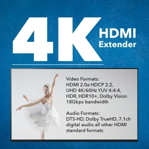 4K@60hz HDMI™ Extender (Loop, Bi-IR, SPDIF) - 230ft (cat6) (UHD-EX230A-K) - view 8