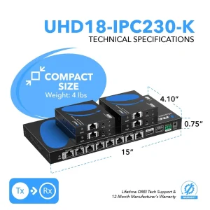 4K@60hz 1x8 HDMI™ Extender Splitter (Loop) - 230ft (cat6)-UHD18-IPC230-K - view 5