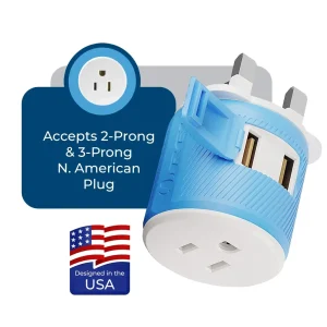 UK, Ireland Travel Adapter - 3 in 1 - 2 USB - Type G - Compact Design (U2U-7) - view 2