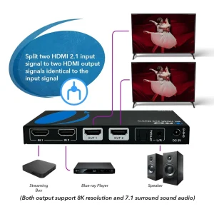 8K 2x2 HDMI™ Matrix (Audio Extract)-BK-202A - view 3