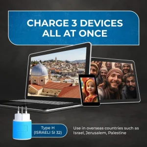Palestine, Gaza, Israel Travel Adapter - 3 in 1 - 2 USB - Type H - Compact Design (U2U-14) - view 6